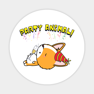 Party Animal Corgi Magnet